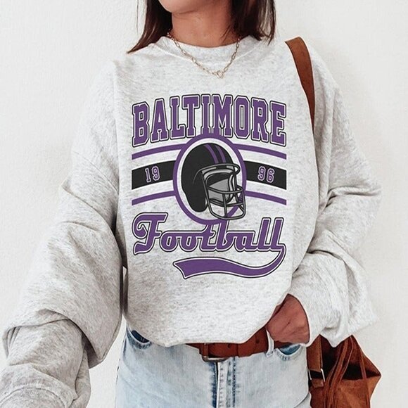 Baltimore Football Retro Ravens Sweatshirt NFL Crewneck Fan Gift 79 - Picture 1 of 5